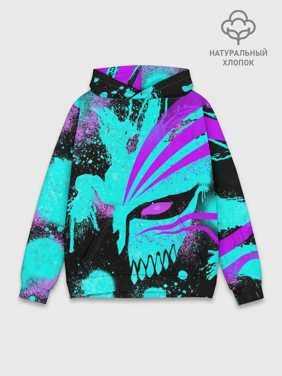 Худи мужской база хлопок / БЛИЧ МАСКА ПУСТОГО НЕОН