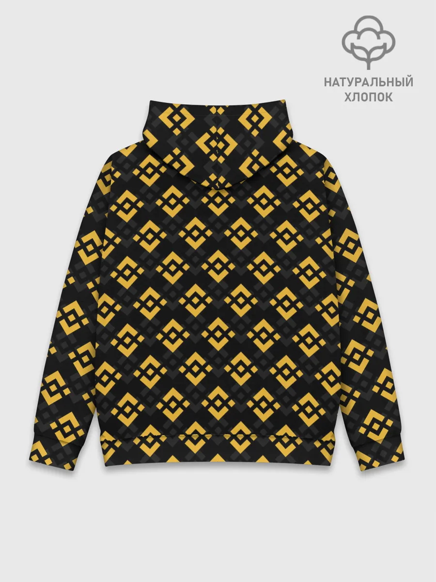 Худи мужской база хлопок / ЭМБЛЕМА БИНАНС ПАТТЕРН BINANCE