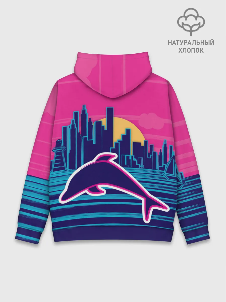 Худи мужской база хлопок / Ретро дельфин