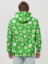Худи мужской база хлопок / Ромашки на зелёном фоне
