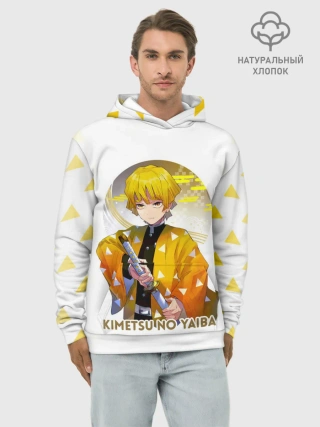 Худи мужской база хлопок / Agatsuma Zenitsu Kimetsu no Yaiba