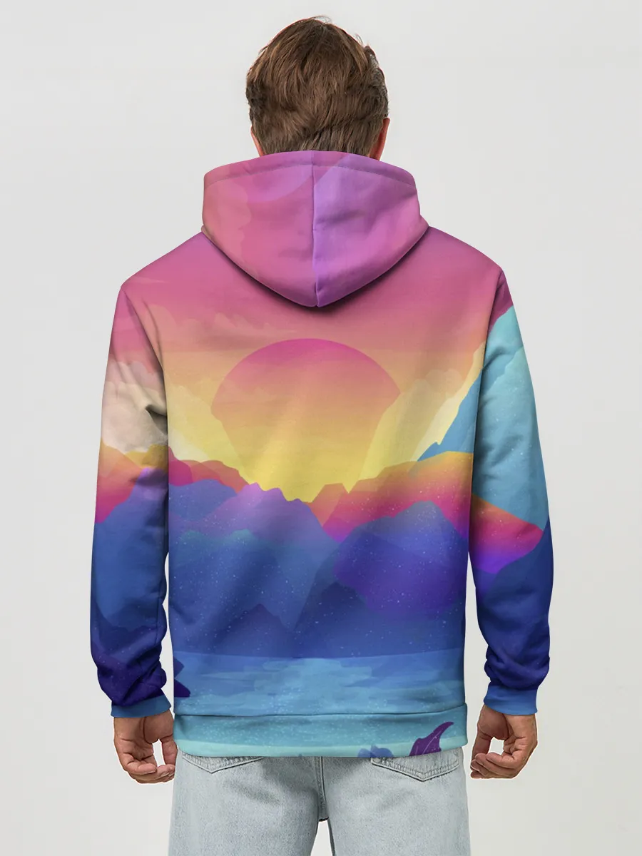 Худи мужской база хлопок / Красочные Горы