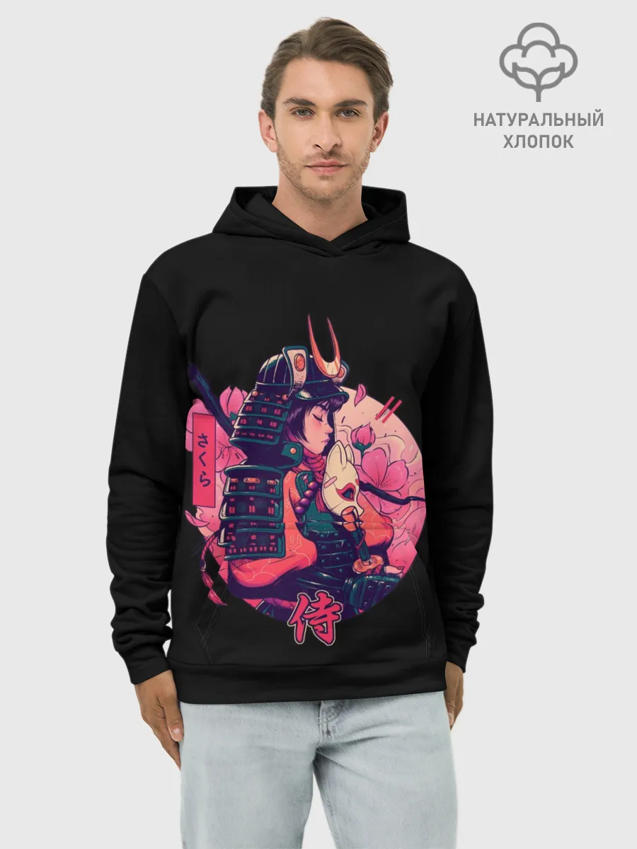 Худи мужской база хлопок / Вишневый Самурай