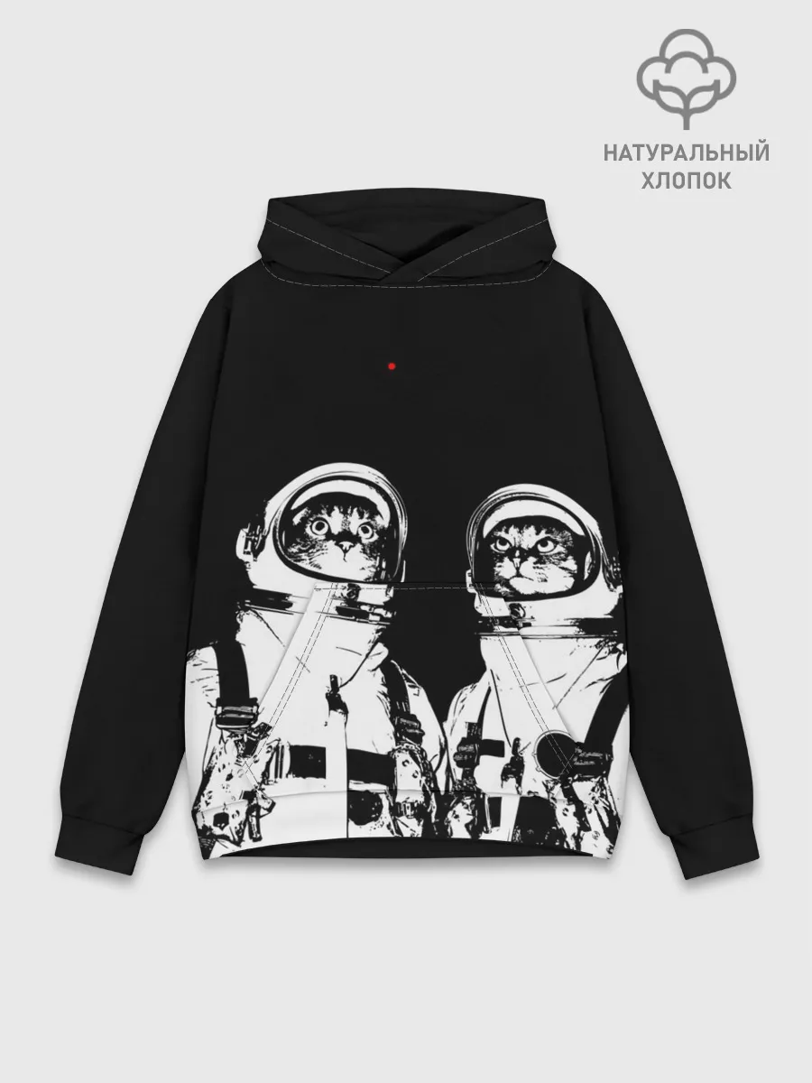 Худи мужской база хлопок / Коты Космонавты