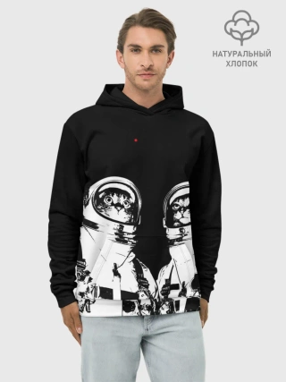 Худи мужской база хлопок / Коты Космонавты