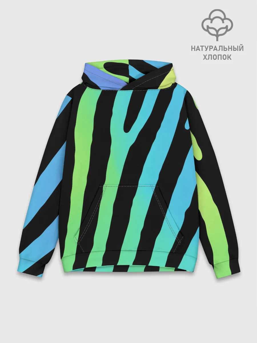 Худи мужской база хлопок / Радужная зебра