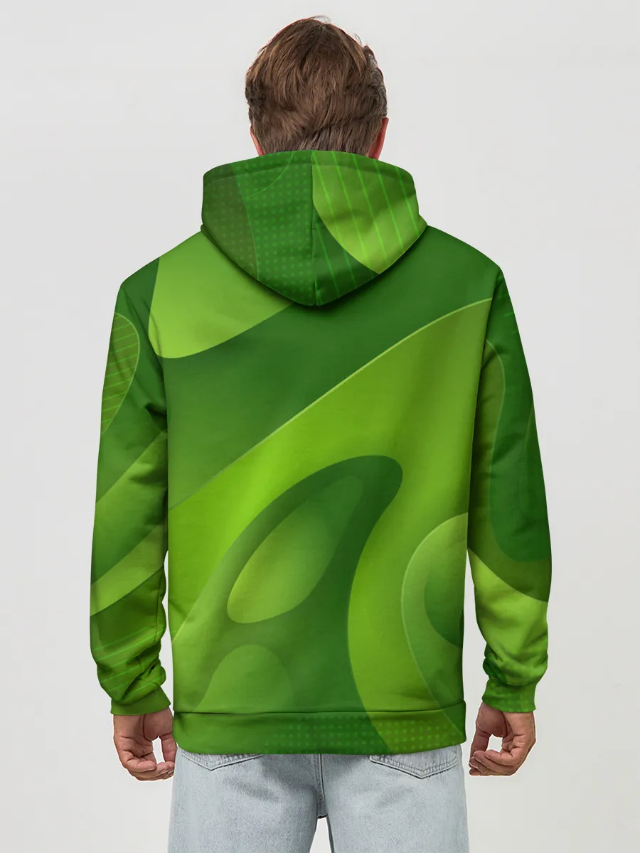 Худи мужской база хлопок / 3d Green abstract