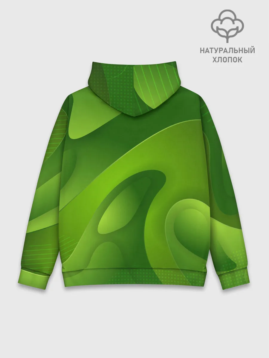 Худи мужской база хлопок / 3d Green abstract
