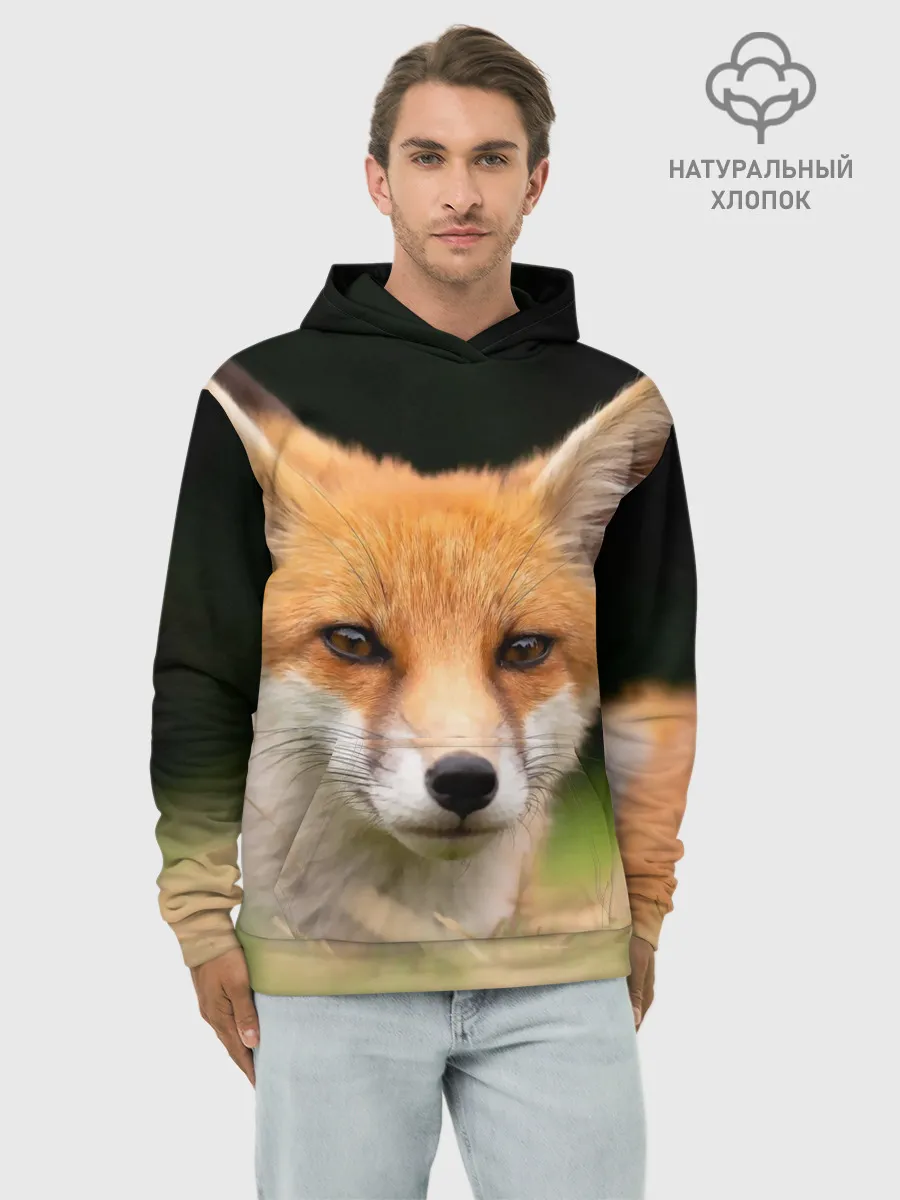 Худи мужской база хлопок / Мордочка лисицы