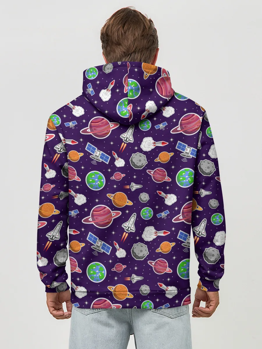 Худи мужской база хлопок / Корабли, планеты и спутники