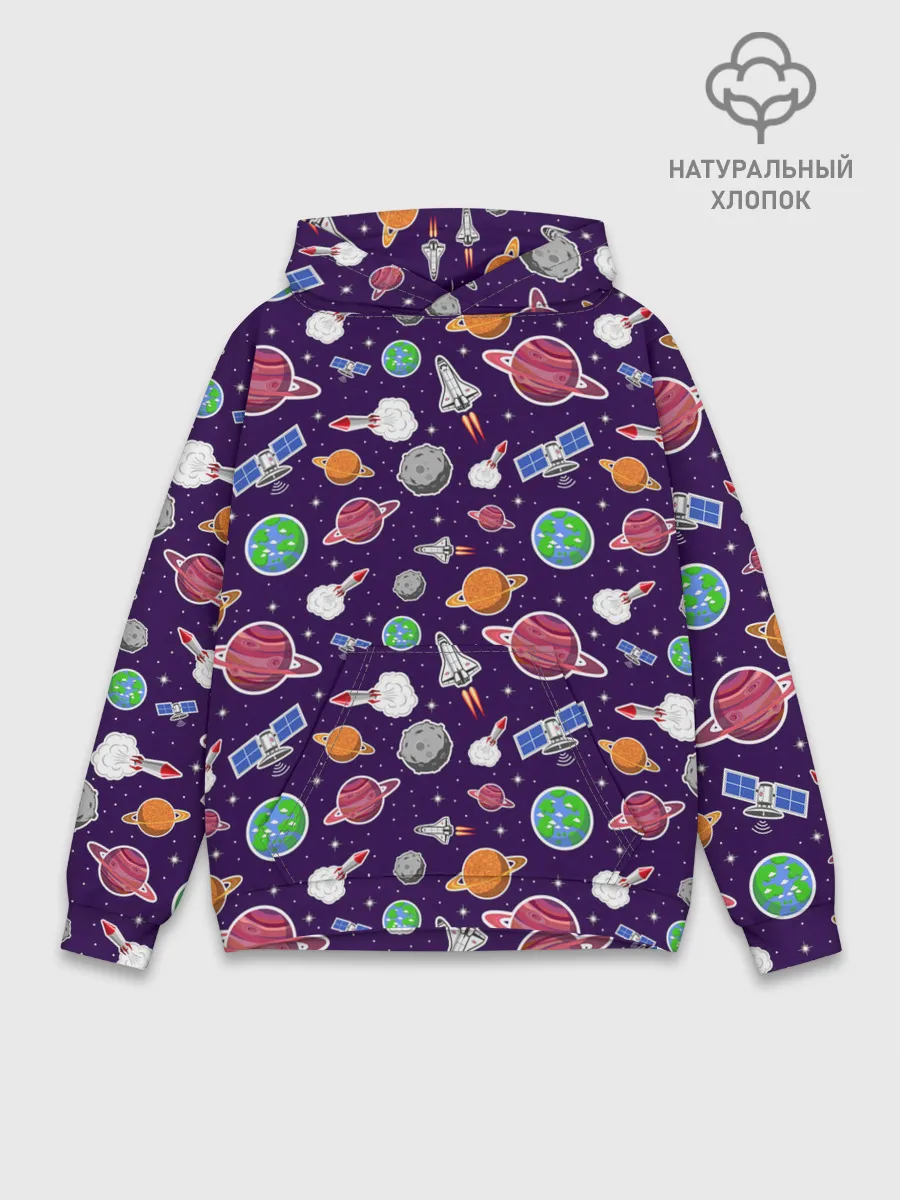 Худи мужской база хлопок / Корабли, планеты и спутники