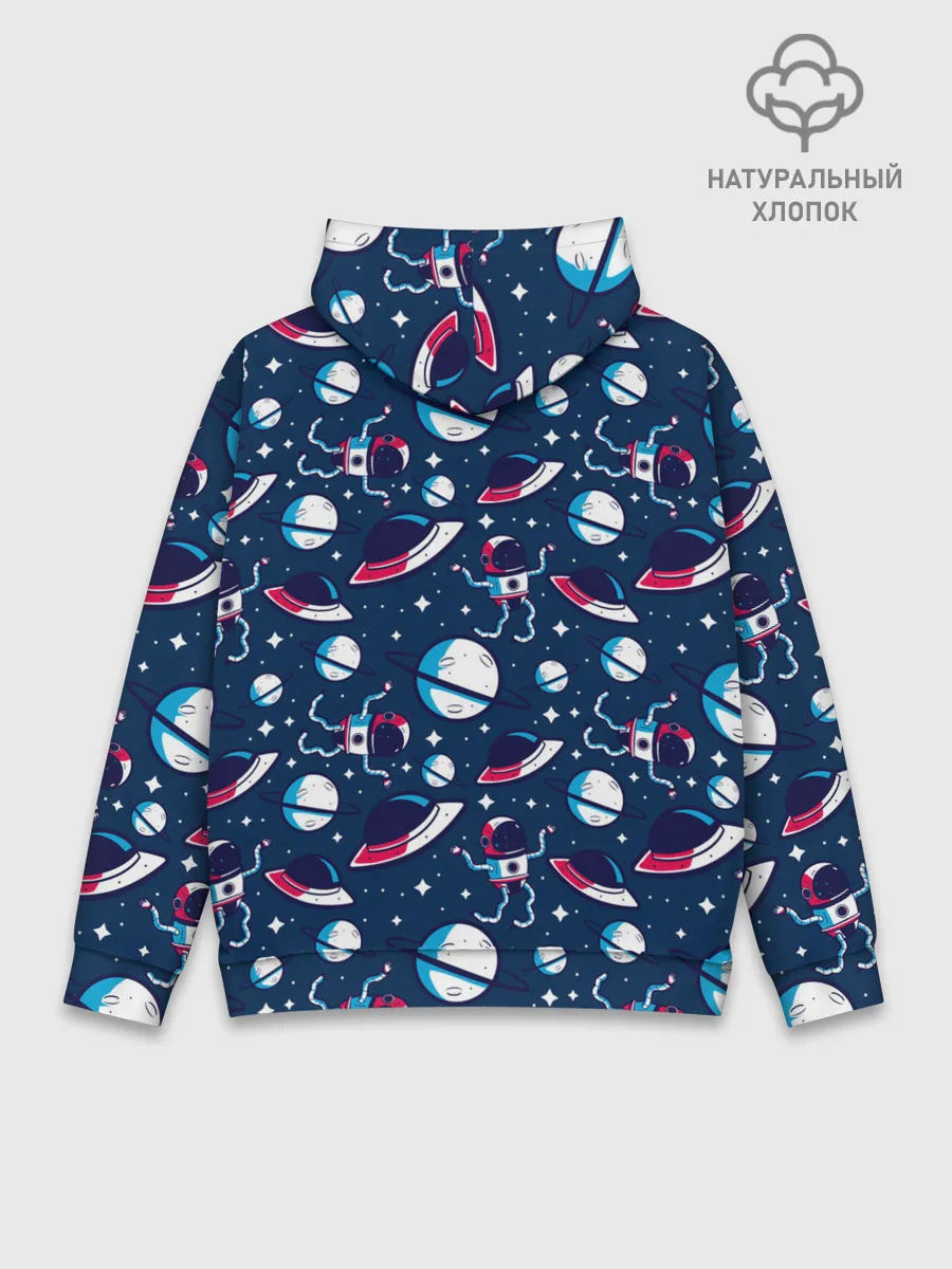 Худи мужской база хлопок / Космонавты, планеты и нло