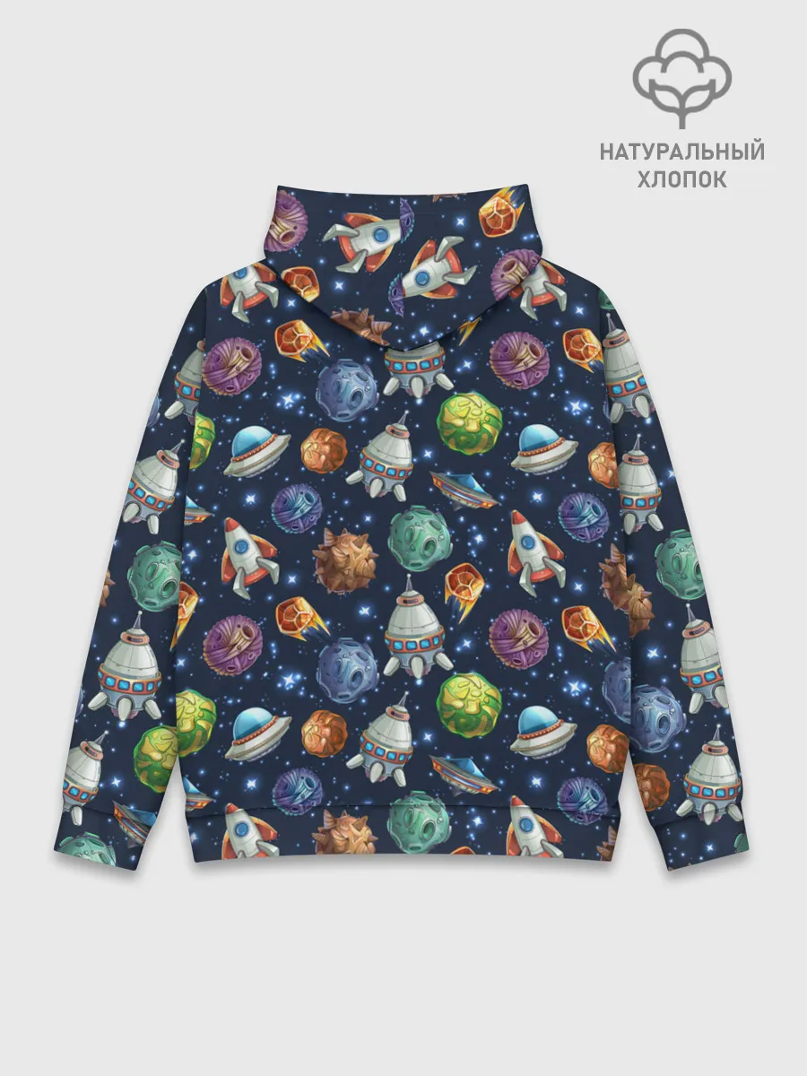 Худи мужской база хлопок / Мультяшные планеты
