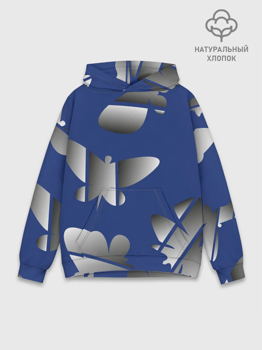 Худи мужской база хлопок / градиентные бабочки