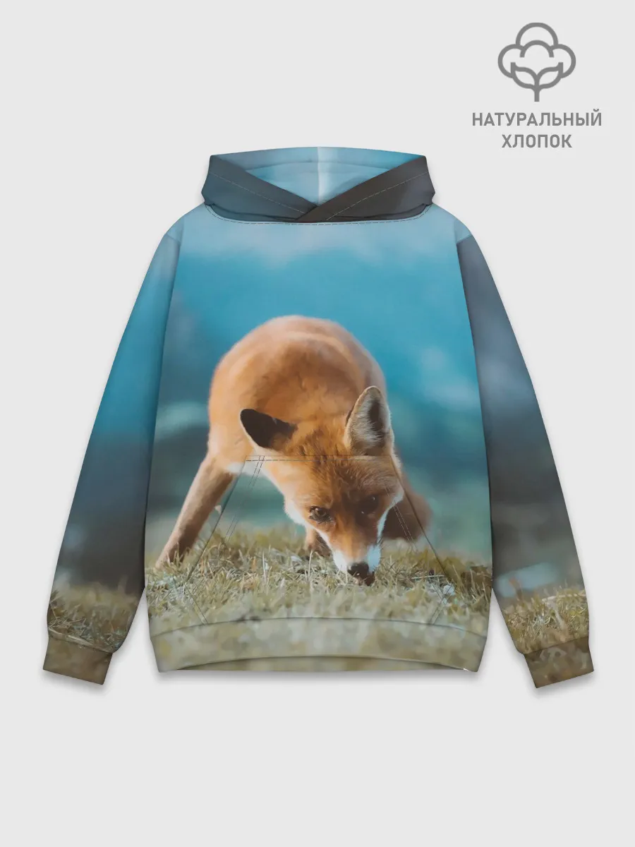 Худи мужской база хлопок / Милая лисичка