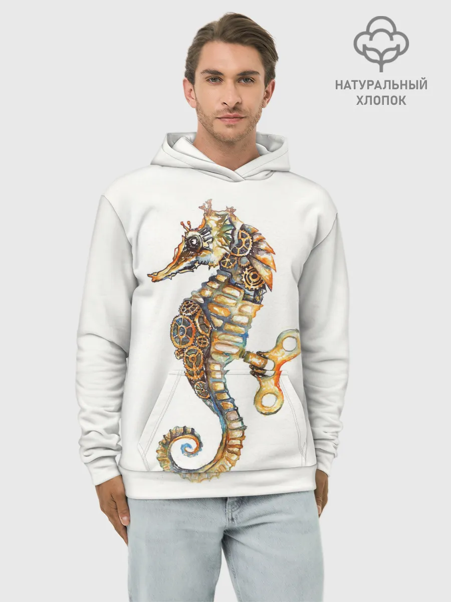 Худи мужской база хлопок / Морской конёк