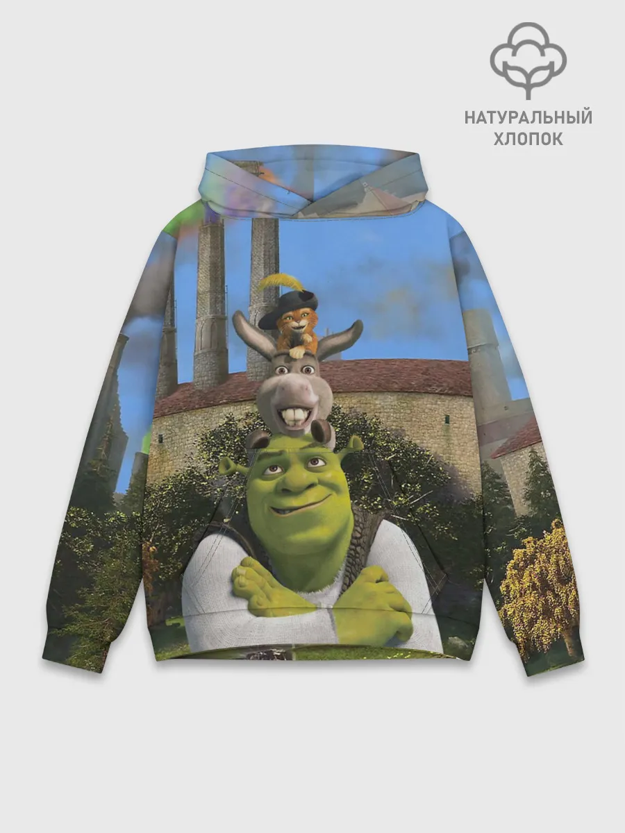 Худи мужской база хлопок / Шрек, Кот и Осёл