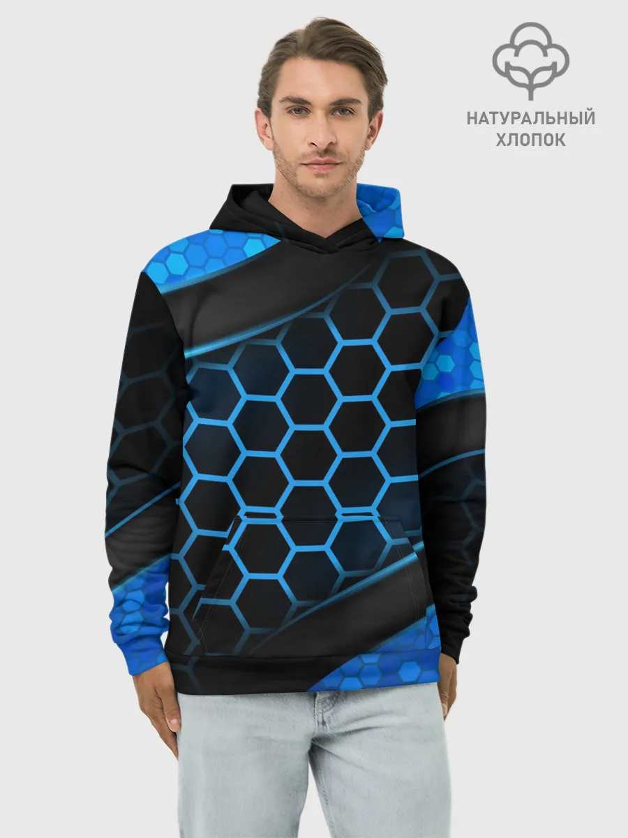 Худи мужской база хлопок / 3D luxury blue 3Д СОТЫ и плиты