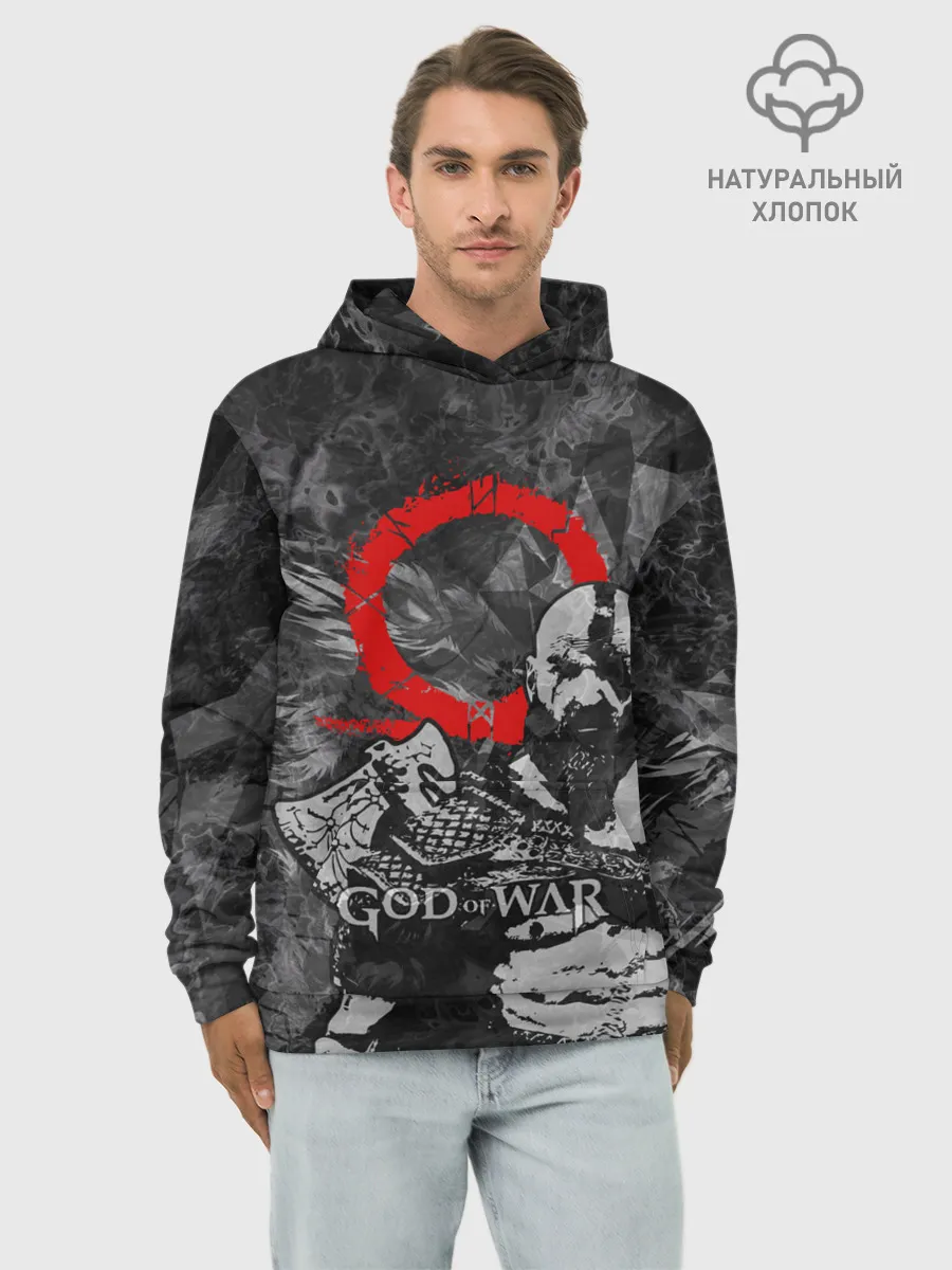 Худи мужской база хлопок / GOD OF WAR : KRATOS
