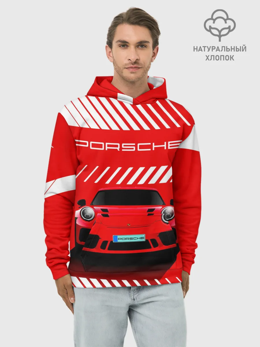 Худи мужской база хлопок / PORSCHE / ПОРШЕ / RED STYLE