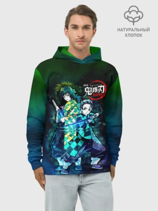 Худи мужской база хлопок / Гию и Танджиро Kimetsu no Yaiba