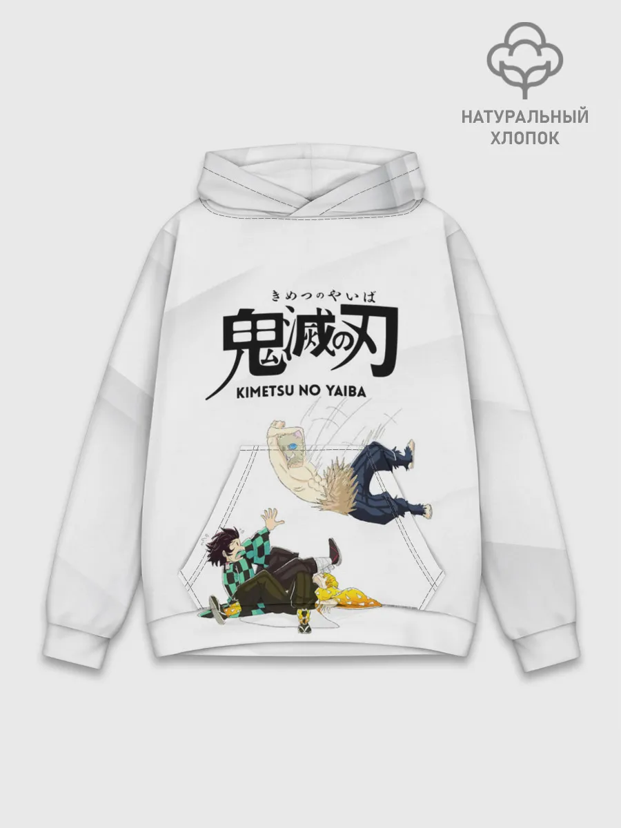 Худи мужской база хлопок / Драка Иноске Танджиро и Зеницу
