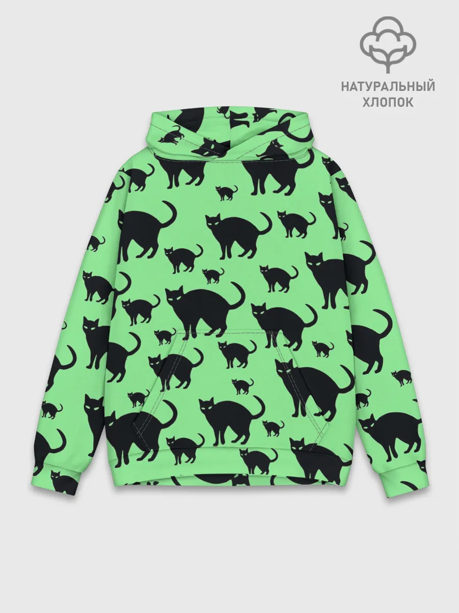 Худи мужской база хлопок / Кошачий фон
