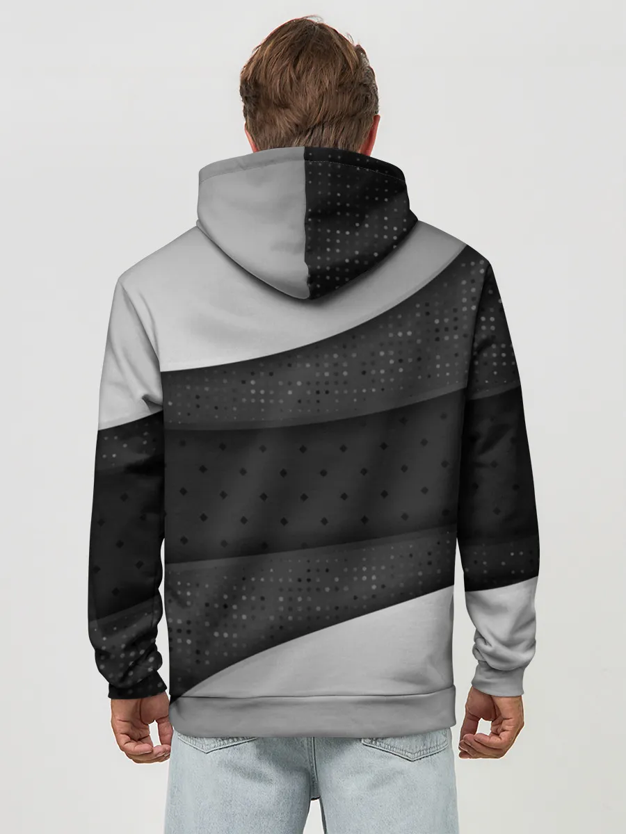 Худи мужской база хлопок / 3D luxury style silver black