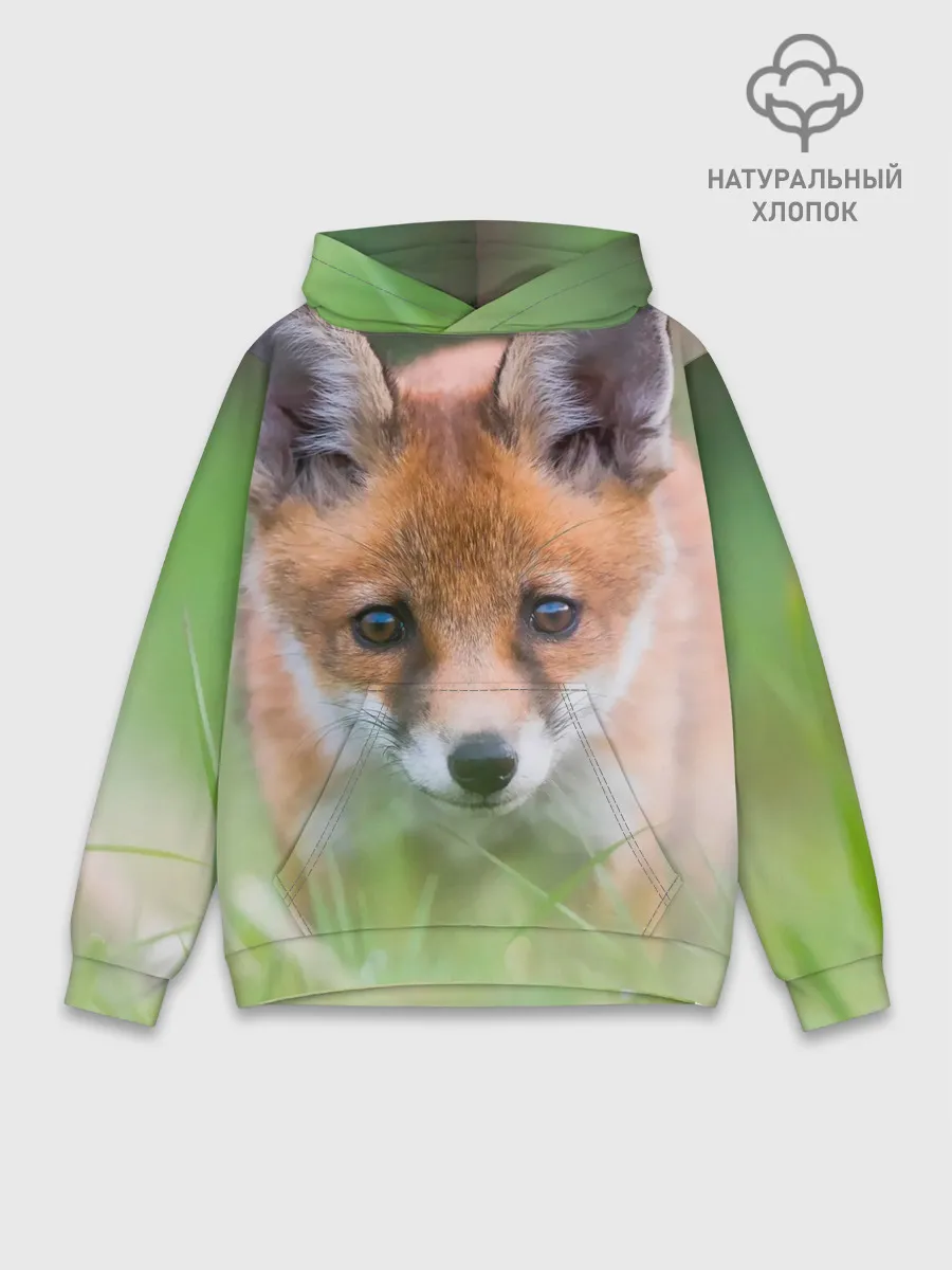Худи мужской база хлопок / Лисенок в засаде