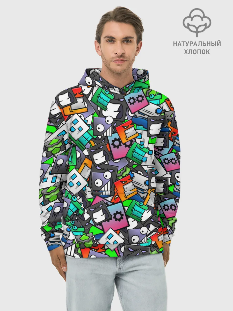 Худи мужской база хлопок / Geometry Dash | Pattern