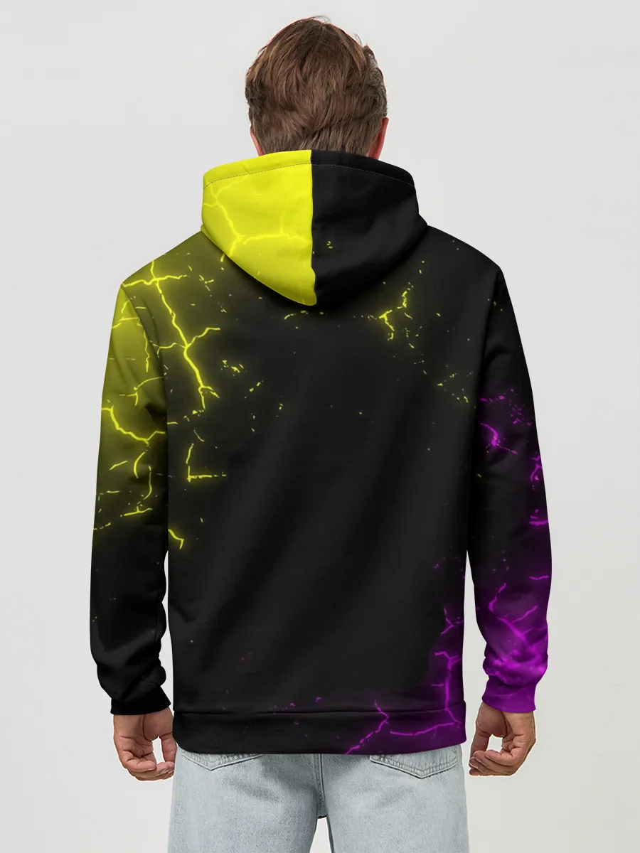 Худи мужской база хлопок / PUBG RETRO NEON / ПАБГ НЕОН