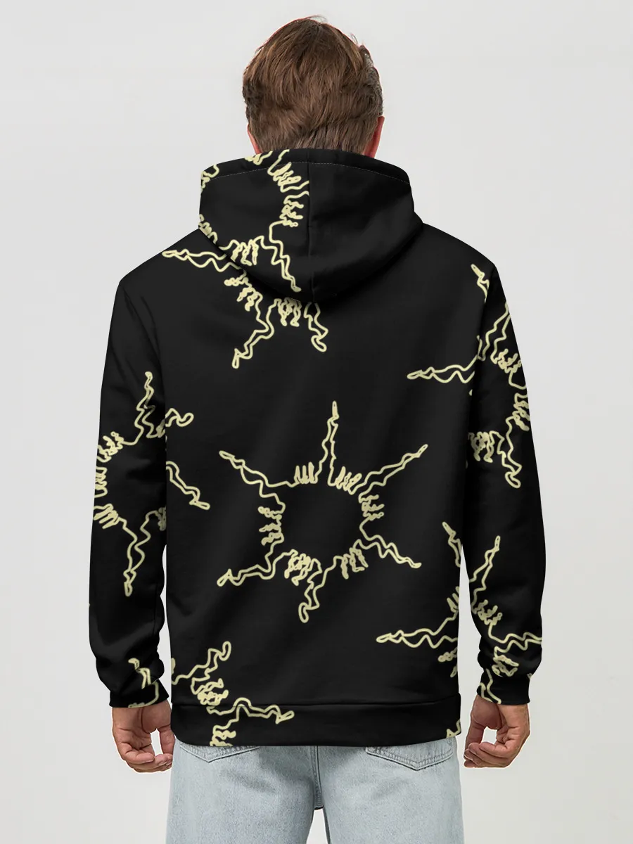 Худи мужской база хлопок / чёрное солнце