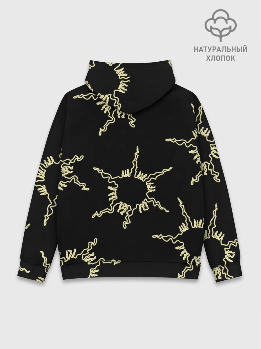 Худи мужской база хлопок / чёрное солнце