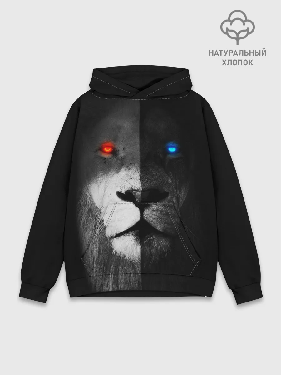 Худи мужской база хлопок / ЛЕВ - НЕОНОВЫЕ ГЛАЗА