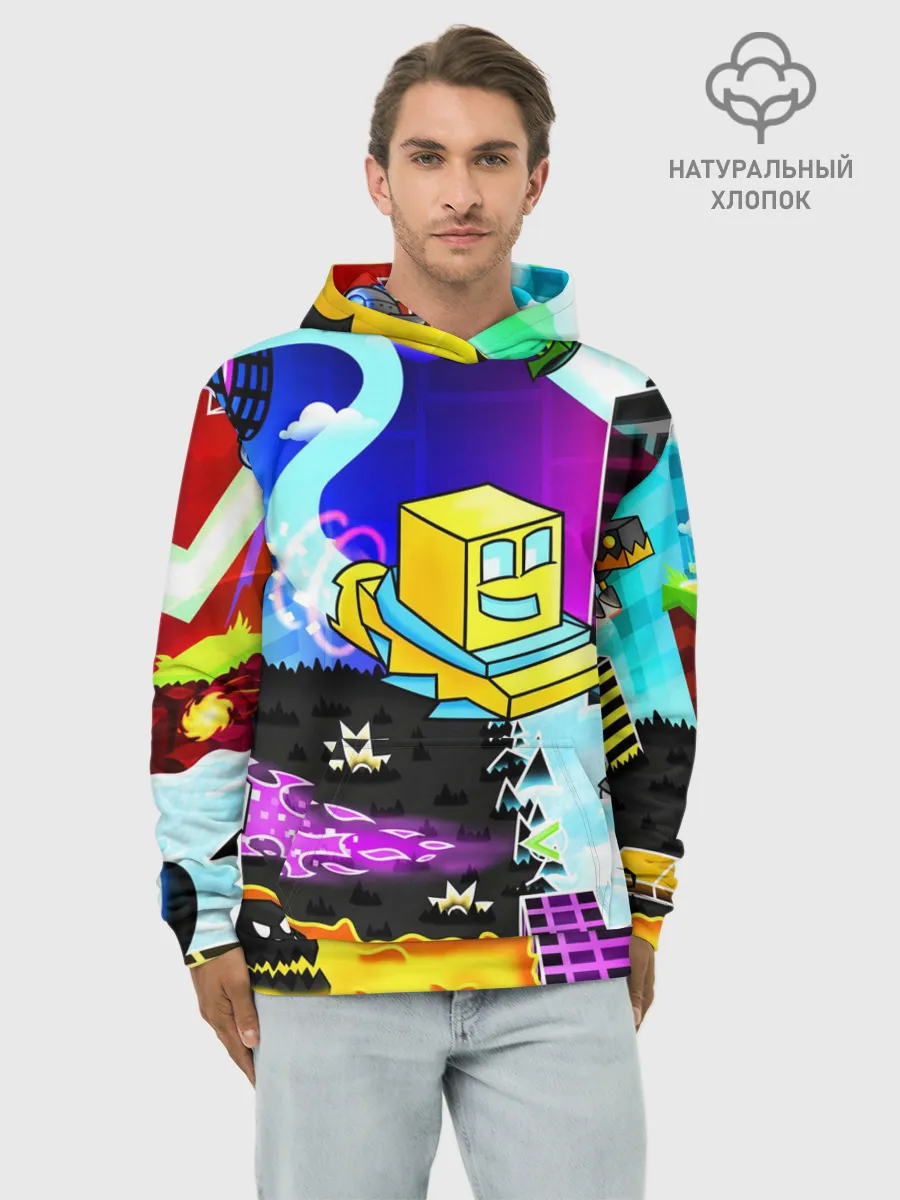 Худи мужской база хлопок / GEOMETRY DASH / ГЕОМЕТРИ ДАШ