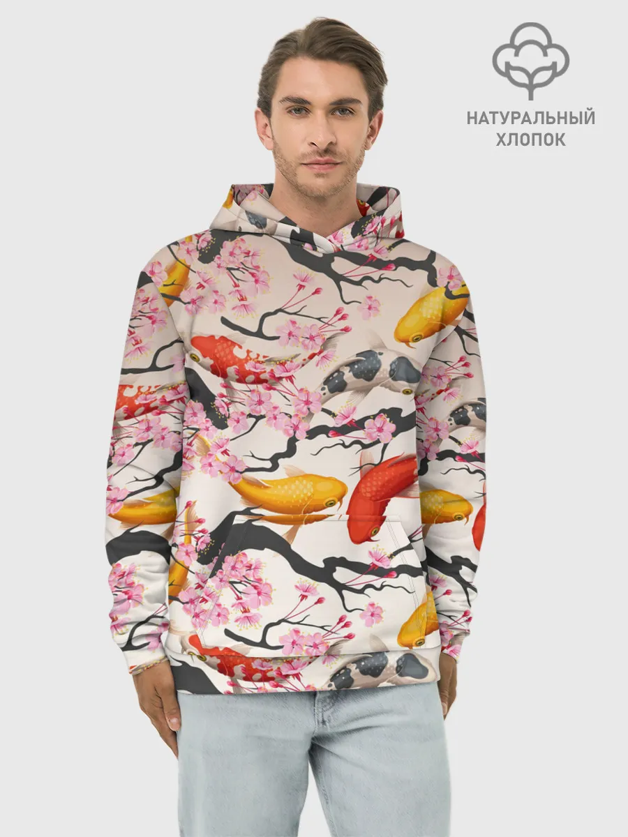 Худи мужской база хлопок / Рыбы