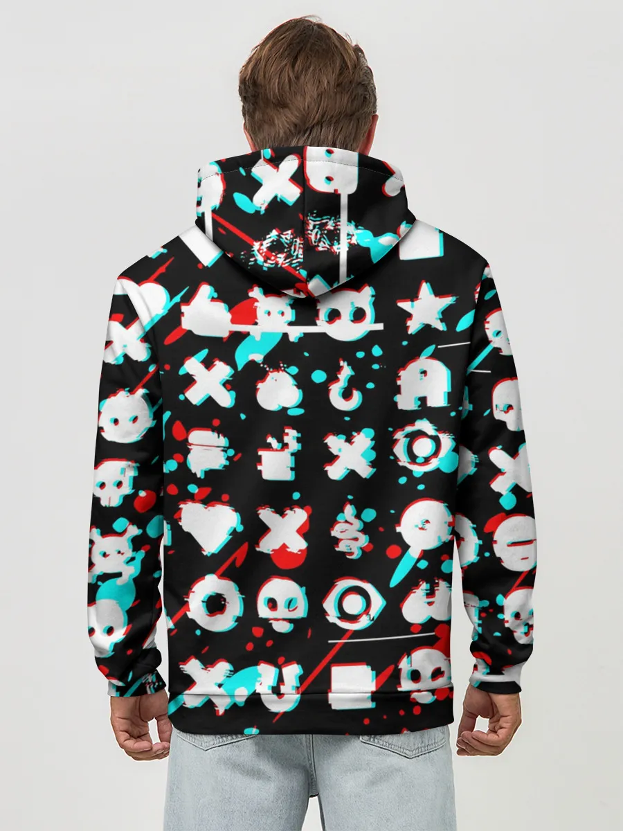 Худи мужской база хлопок / ЛЮБОВЬ СМЕРТЬ И РОБОТЫ / ГЛИТЧ