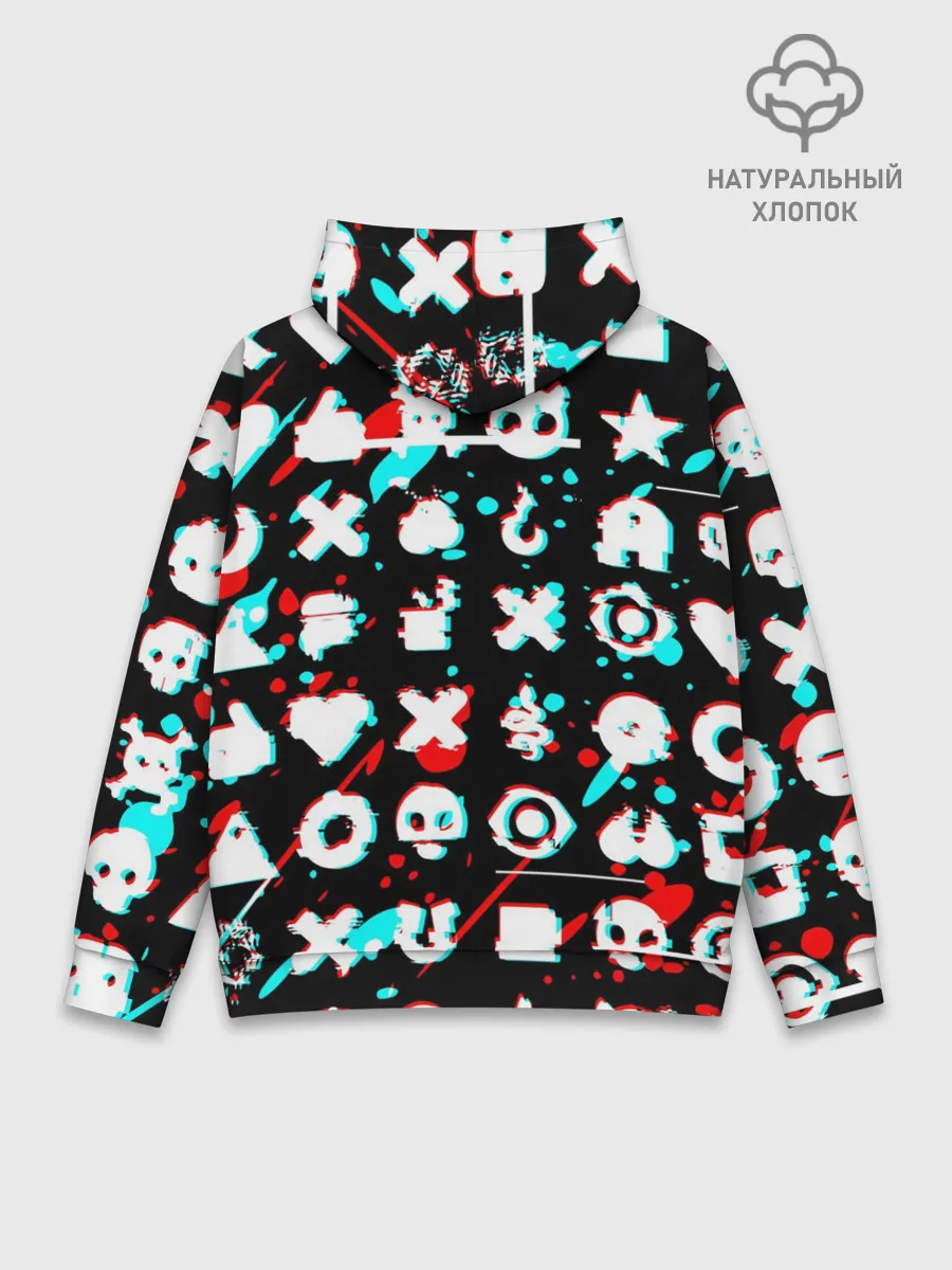 Худи мужской база хлопок / ЛЮБОВЬ СМЕРТЬ И РОБОТЫ / ГЛИТЧ