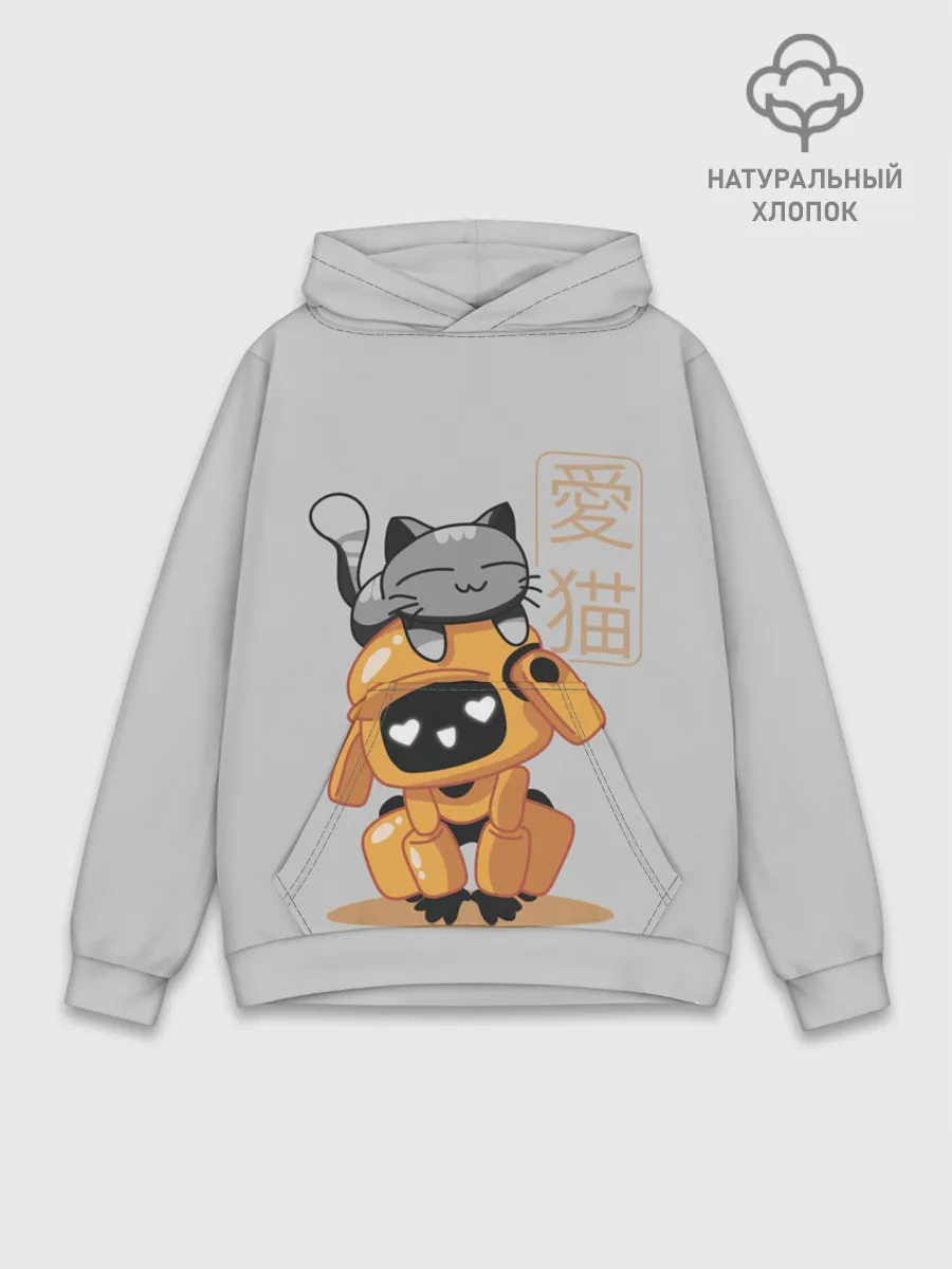 Худи мужской база хлопок / Cat and Robot