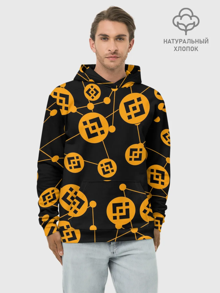 Худи мужской база хлопок / BINANCE / БИНАНС / УЗОР