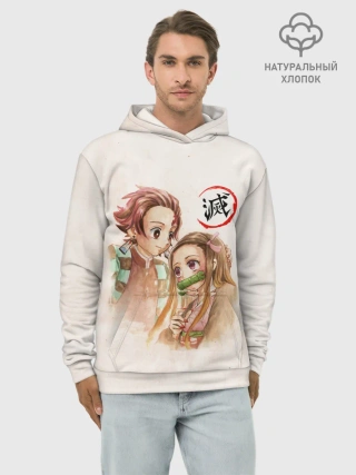 Худи мужской база хлопок / Танджиро и Незуко Kimetsu no Yaiba