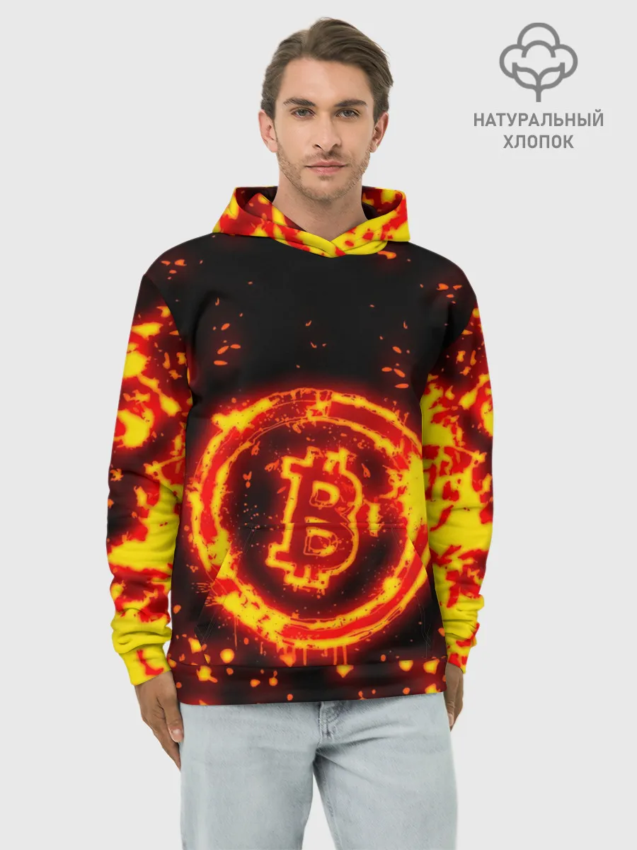 Худи мужской база хлопок / BITCOIN / БИТКОИН / ОГОНЬ