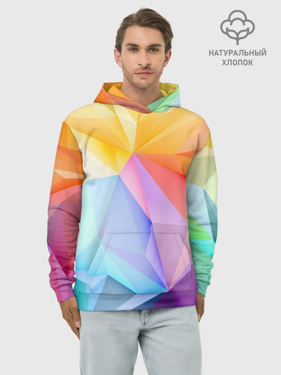 Худи мужской база хлопок / Радужная геометрия