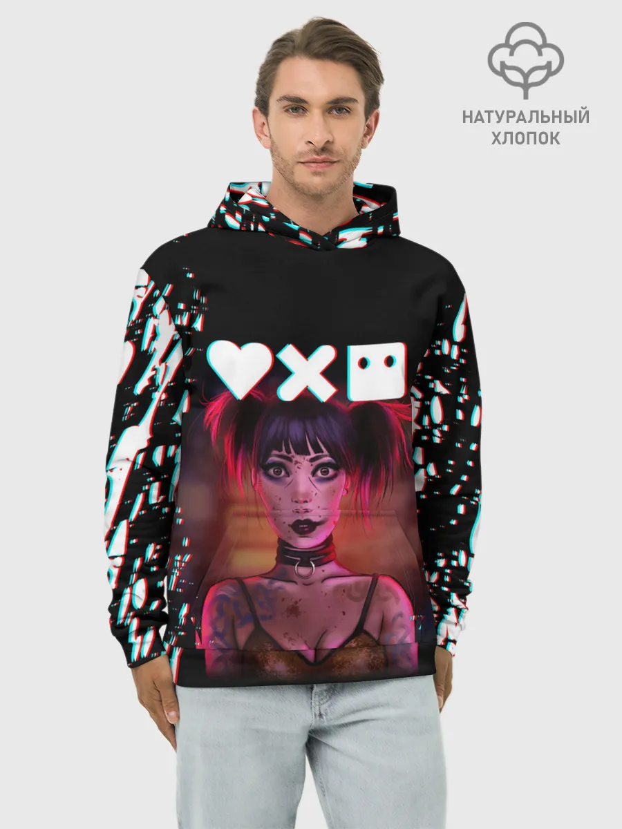 Худи мужской база хлопок / Love, Death and Robots | Lora Glitch