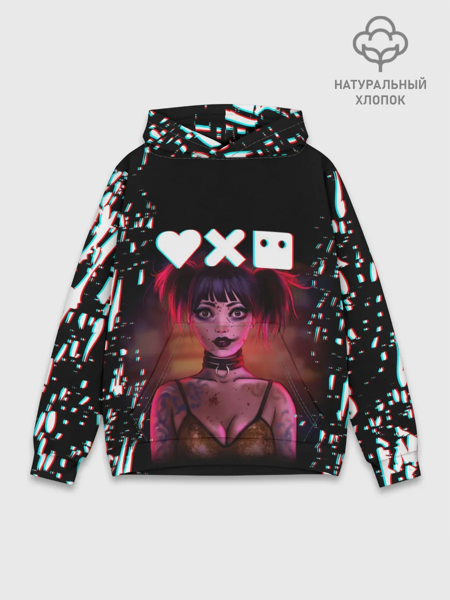 Худи мужской база хлопок / Love, Death and Robots | Lora Glitch