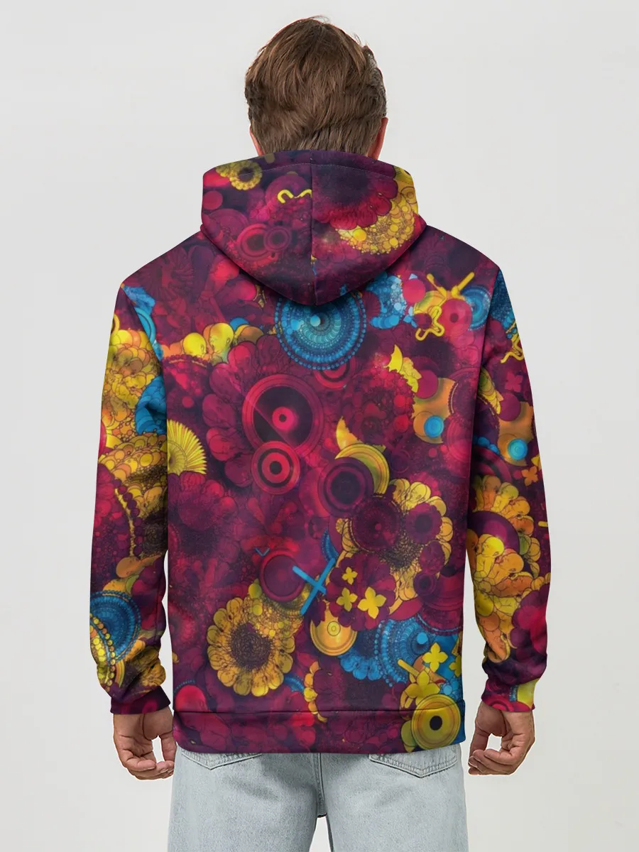 Худи мужской база хлопок / Цветы - шестеренки