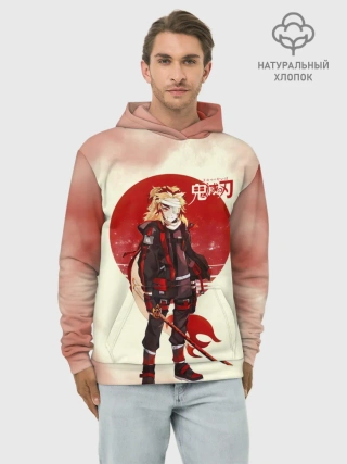 Худи мужской база хлопок / Кенджиро Ренгоку Kimetsu no Yaiba
