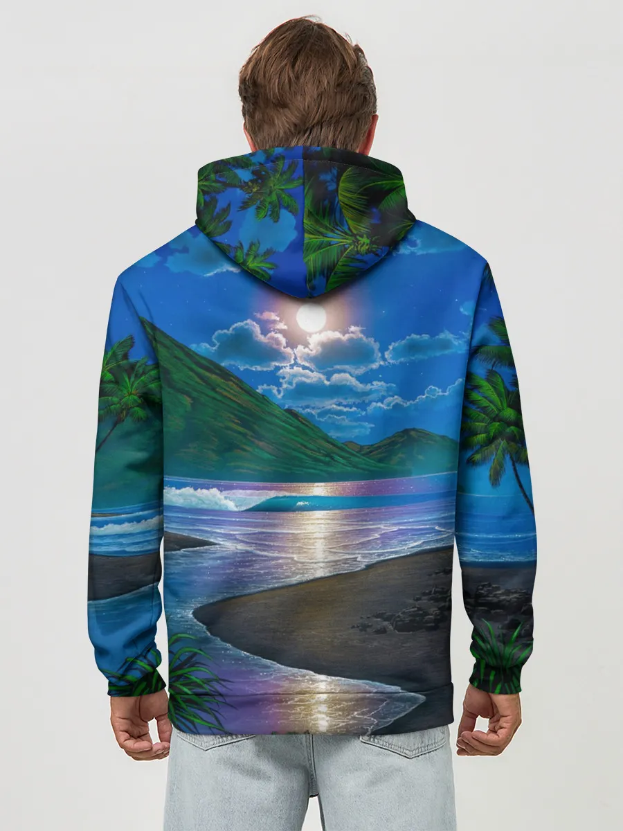 Худи мужской база хлопок / Гавайский пейзаж