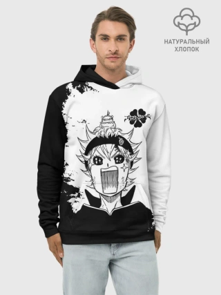Худи мужской база хлопок / Чёрный клевер кричащий Аста