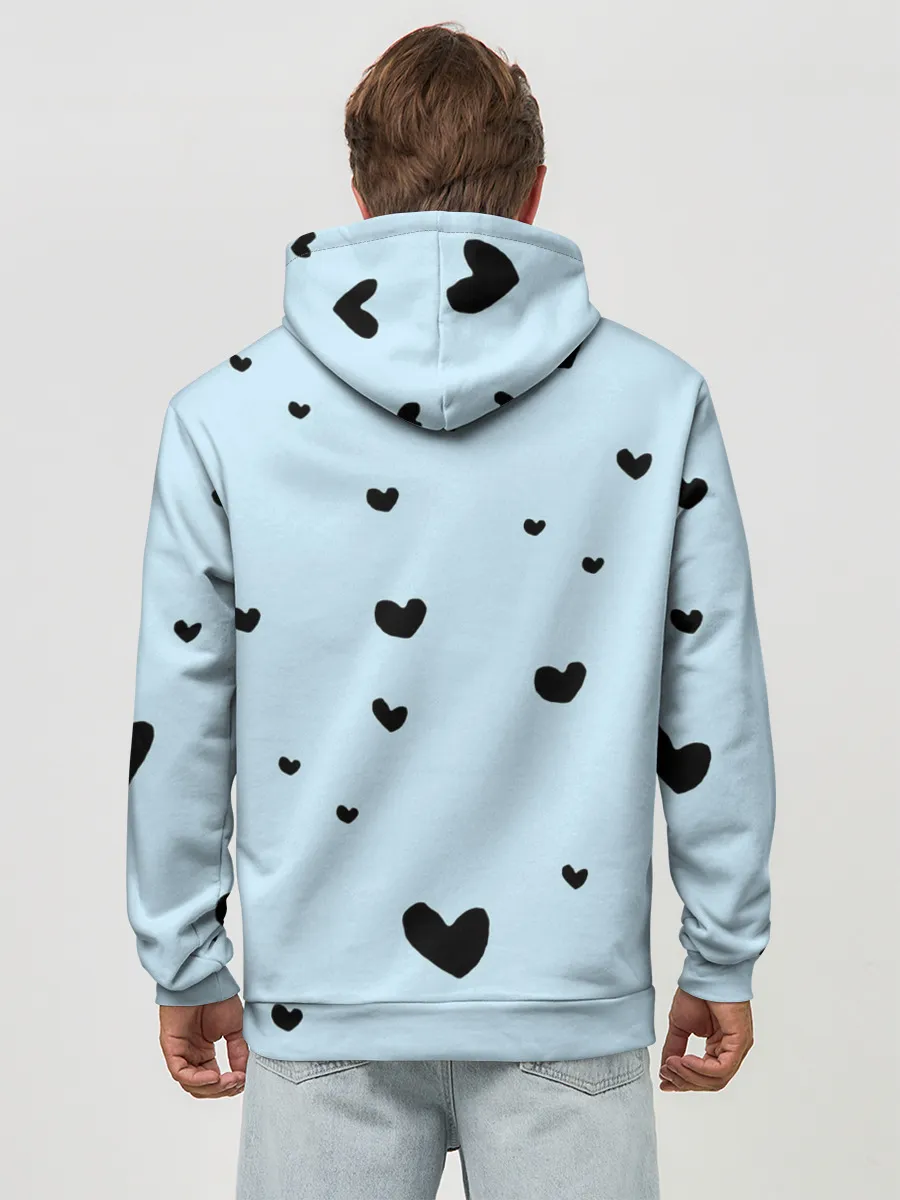 Худи мужской база хлопок / Танджиро Камадо черные сердечки